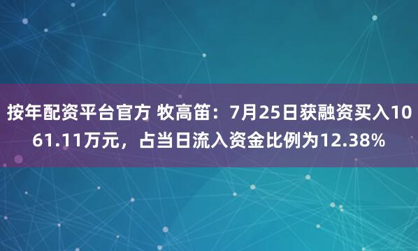 按年配资平台官方 牧高笛：7月25日获融资买入1061.11万元，占当日流入资金比例为12.38%